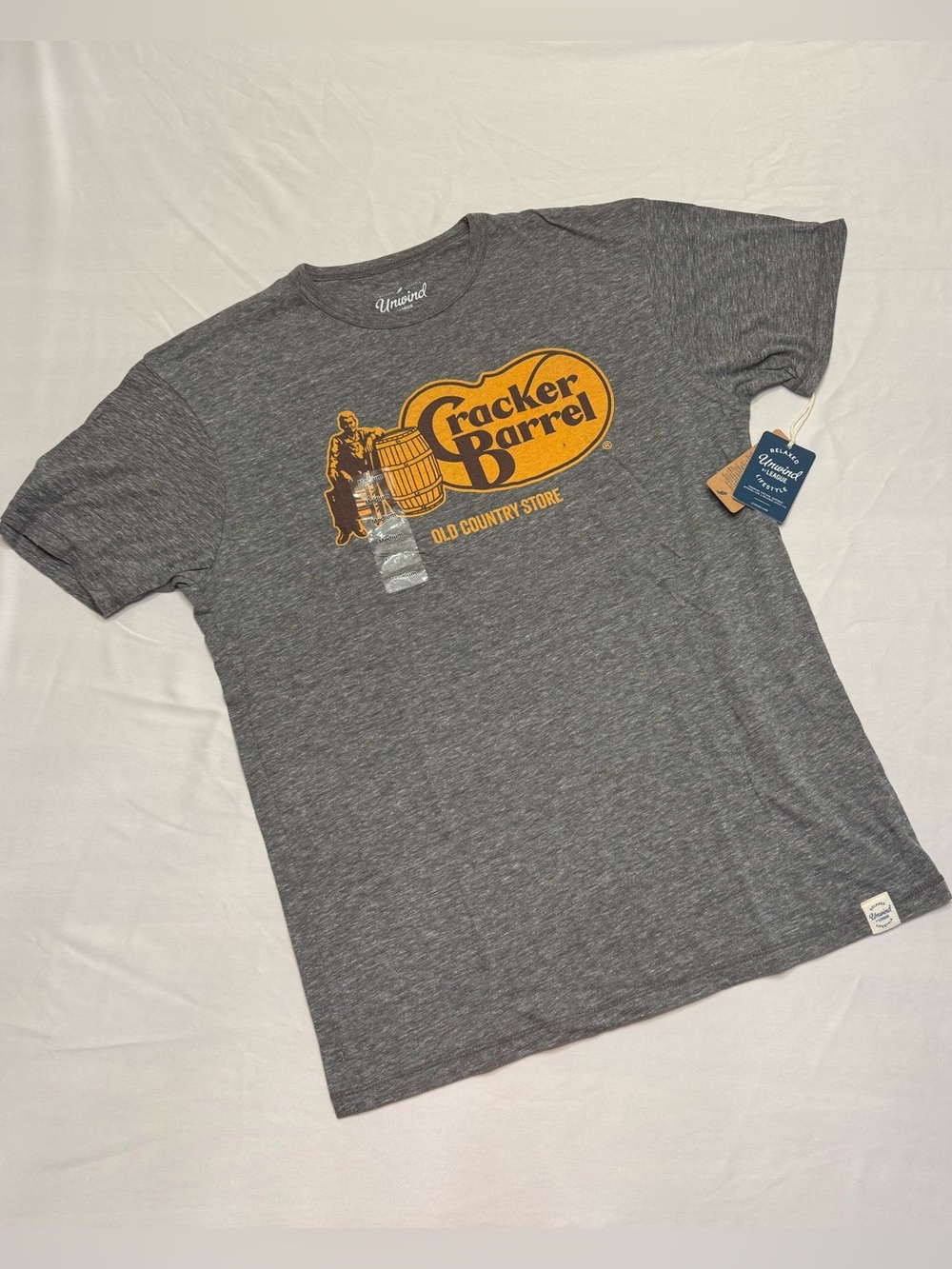 League Gray T-Shirt with Yellow-Orange Cracker Barrel Logo